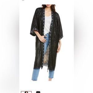 Johnny Was Womens Tanya Sequin Kimono, Size XL